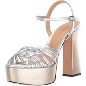Schutz Anselma Prata Metallic Napa platform heels Size 8